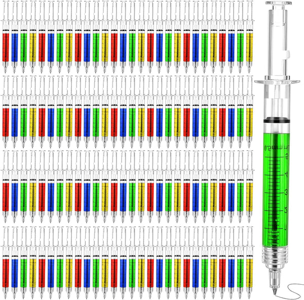 hidyuuoo 128 Pcs Syringe Gel Pens Bulk Nurses 4 Colors Ball Point Pen