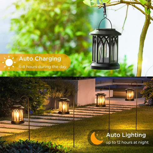 2 Pack WdtPro Solar Lanterns Outdoor Waterproof, Upgraded Bright Hanging Solar Lights for Outside,Solar Powered