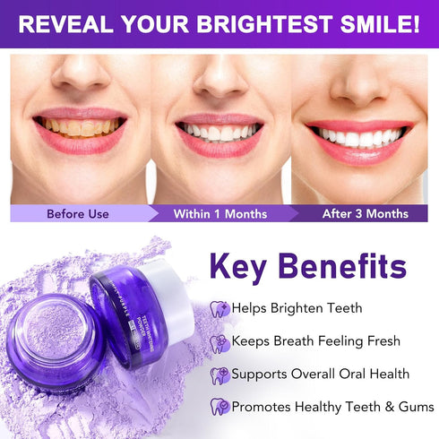 BHMSHY 15g Enamel-Safe Teeth Whitening Powder Gentle on Teeth No Sensitivity Formula Removes Stains Breath Freshening