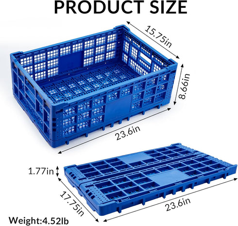 ExploreHorizon 2 52 23.6 15.7 8.6 Inch, PCS Heavy Duty Collapsible Storage Crates, Liter Foldable Plastic Crates, x x