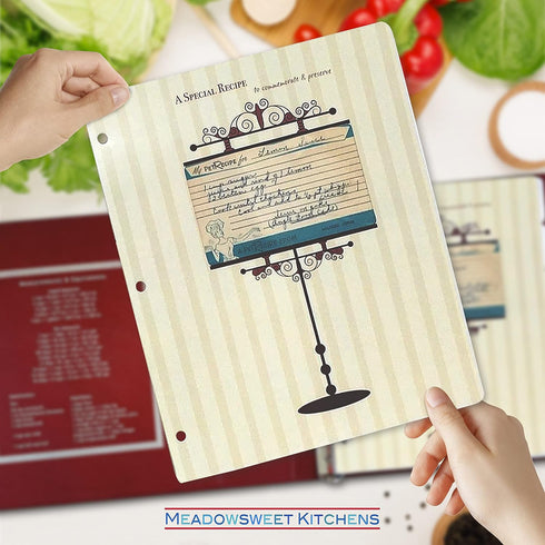 Meadowsweet Kitchens 3 x 5 Vintage Recipe Card Holders for 3 Ring Binders