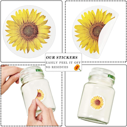 Zonon 500 Pcs Sunflower Stickers, 1.5 Inch Self Adhesive Summer Flowers Decorative Label Stickers for Crafts and Gifts