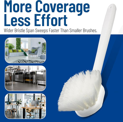 36620L00 20" 2" 1 Count CFS Flo-Pac Plastic Handle Utility Scrub Brush, Nylon Bristles, Length, Bristle Trim, White