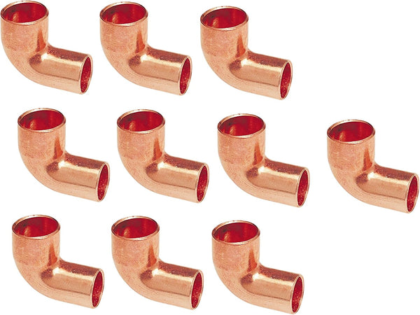 (10pcs) EZ-FLUID 3/4" Copper Street 90 Degree Elbow Short Turn LF for Plumbing Connections