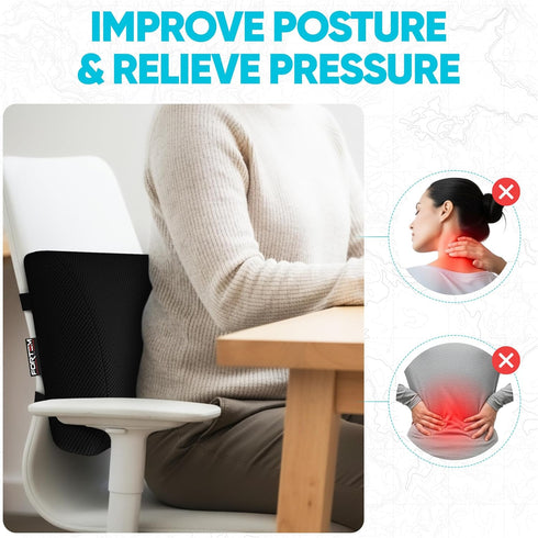 FORTEM Lumbar Support Pillow for Office Chair, Lumbar Support Pillow for Car, Back Rest for Gaming, Memory Foam Pillow