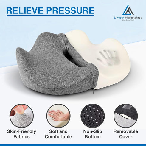 Generic Extra-Dense Memory Foam Seat Cushion Ergonomic Design for Pain Relief, Posture Support & Pressure Reduction
