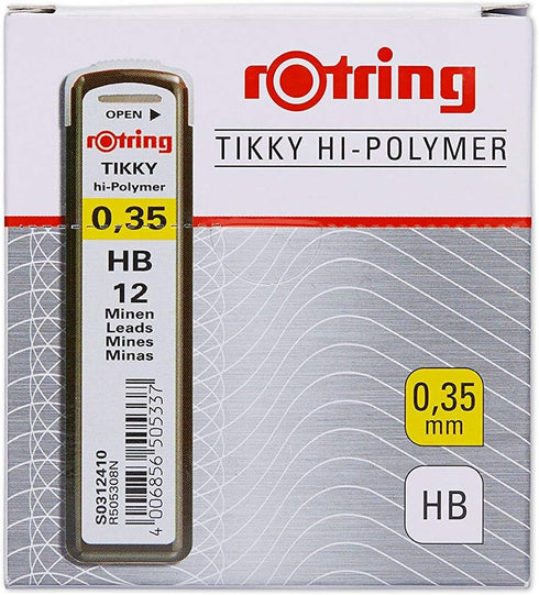 rOtring Replacement Leads for Tikky Mechanical Pencils, 0.35 mm, Hard Black (HB)