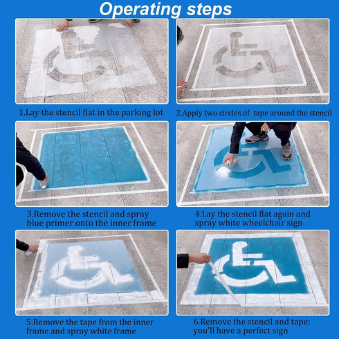 36x36 Handicap Parking Stencil for Painting, ADA Compliant, Reusable Silicone Handicap line Stencil kit for Parking lot