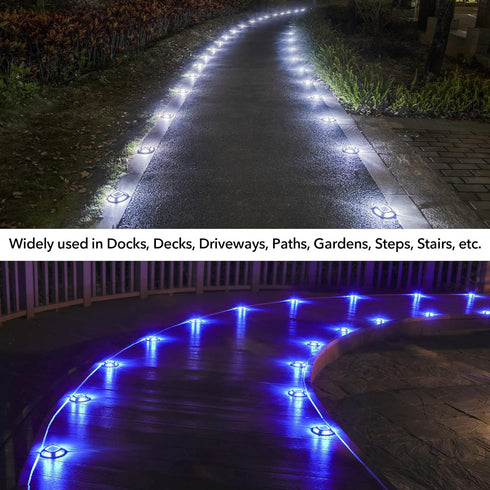 1 Pack, 2 AGPTEK Solar Driveway Lights Outdoor Color Modes LED Deck Dock Marine Waterproof Security Marker Lights