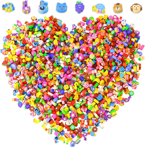 Oomcu 1200 PCS Mini Novelty Erasers - Colored Heart, Sea Creature, Fruit, Vegetable, Cake, Animal Collection