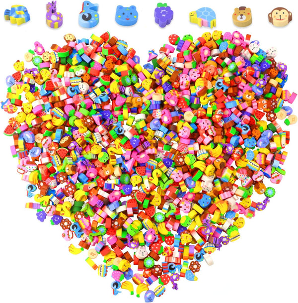 Oomcu 1200 PCS Mini Novelty Erasers - Colored Heart, Sea Creature, Fruit, Vegetable, Cake, Animal Collection