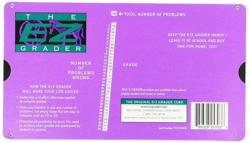 Grading Calculator - E-Z Grader Teacher's Aid Scoring Chart (Purple) - 8-1/2" x 4-3/4"