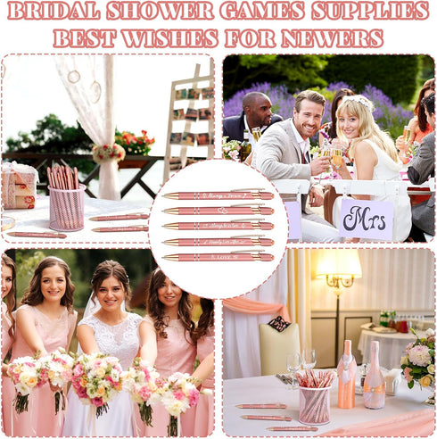 Kisston 36 Pcs Wedding Pens Bulk Bridal Shower Pens Favors Bachelorette Pens 6 Styles Retractable Ballpoint Pens
