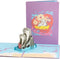 Ribbli 3D Otter Couple Handmade Pop Up Card for Anniversary, Valentine's Day, Wedding, Romantic Gift, with Envelope