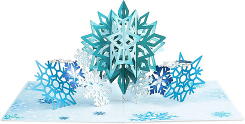 Paper Love 3D Snowflakes Pop Up Card - Gift for Winter, Christmas, 5" x 7" Cover with Envelope and Note Tag