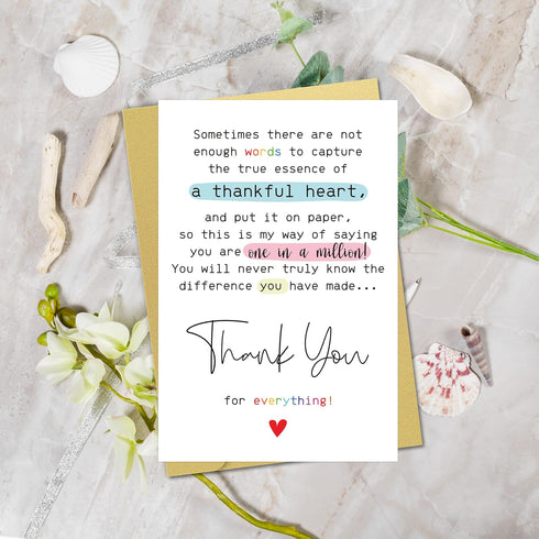 Sweet Poem Thank You Card, Funny Appreciation Card Gifts for Friend Coworker Boss Teacher, Goodbye Card for Coworkers