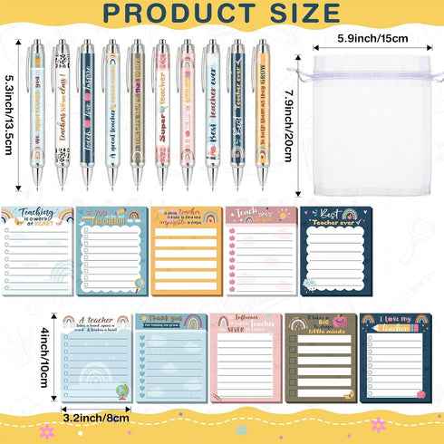 Cholemy 60 Pcs Teacher Appreciation Gifts Set, Cute Sticky Notes, Notepads, Pens for Teacher Christmas Gifts