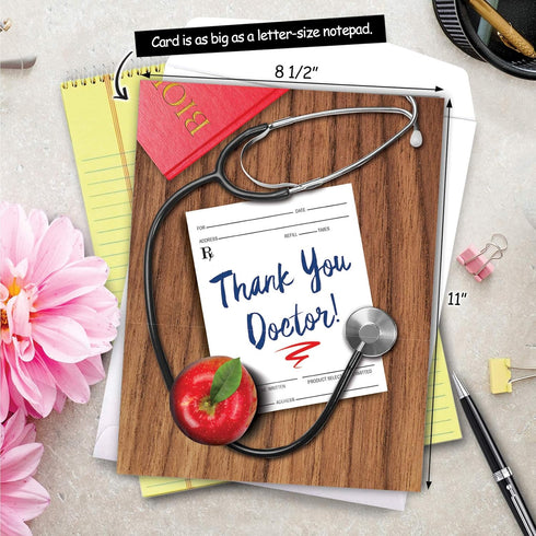 NobleWorks Jumbo Thank You Card for Nurse and Doctor (8.5 x 11 Inch) - Big Gratitude Greeting Card