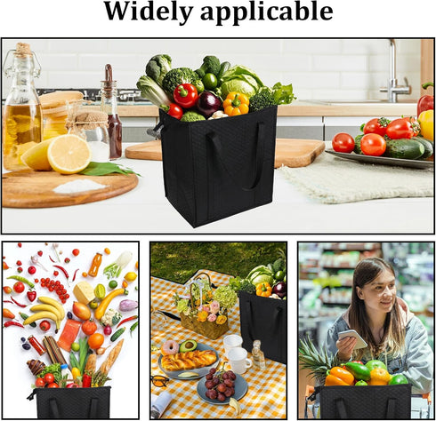 JOUTYFOR 6 Pcs Insulated Shopping Bags For Groceries Large Reusable Cooler Bags Thermal Totes With Zippered Top For Hot