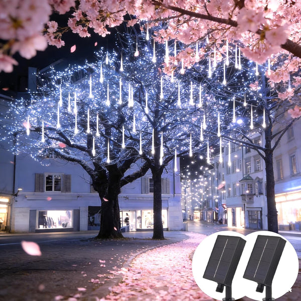 Lurinenna 2-Pack Solar Meteor Shower Icicle Lights Outdoor 20 Tubes IP65 Waterproof LED