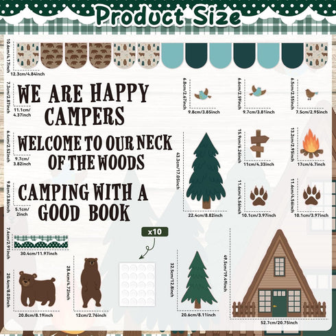 Camping Bulletin Board Classroom Decorations Set Forest Bulletin Boards Camp Theme Woodland Animals Bear Paper Cutouts for Camping Day Classroom School Wall Woodland Party Camping Party Decor Supplies by Naozinebi