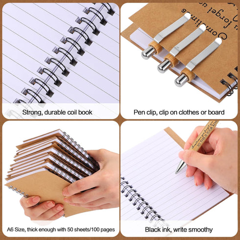 Honoson 30 Sets Spiral Notebooks - Thank You Gifts, Inspirational Journals with Bamboo Pens