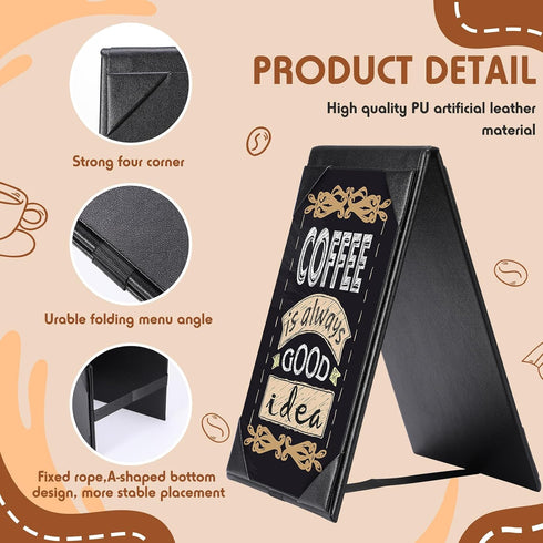 2 Supplies(12 Pack,5 7 Inch) Gerrii Leatherette Table Tents Black PU Leather Menu Covers Bulk Double Sided Frame Sign