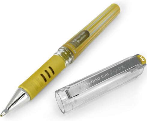Pentel Hybrid Gel Grip Metallic Pen Set of 5 – 1.0mm Rollerball in Green, Gold, Red, Silver, and White - K230