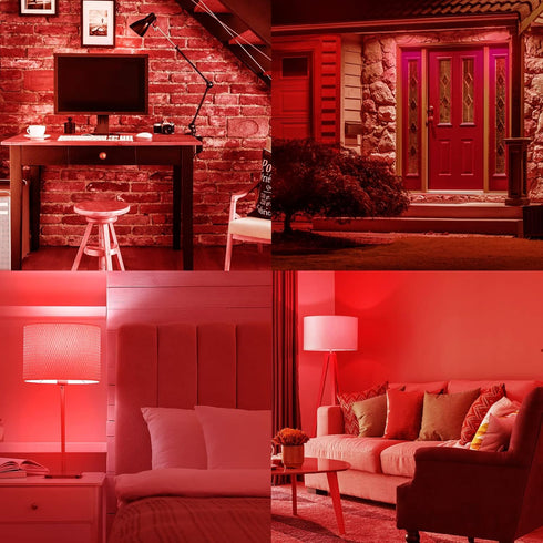 LUXRITE A19 Edison LED Red Light Bulb 4.5W (60W Equivalent) Colored Glass Filament E26 Standard Base