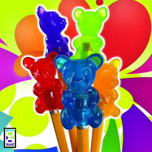Raymond Geddes Gummy Bear Scented Pencil Toppers, Pack of 24, Fun Colorful School Supplies for Kids