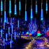 30cm 8-Tube Falling Rain Meteor Shower Christmas Lights, Blue Outdoor Icicle Shooting Star Lights