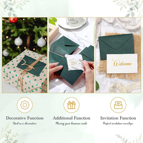 Yahenda 200 Count Mini Gift Card Envelopes, Bulk Wedding Pocket Small Paper Sleeves, 4 x 2.7 Inch (Green)