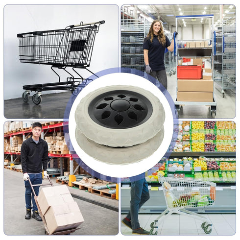 6.3 Inch 2 Pack EXCEART Heavy Duty Shopping Cart Caster Wheels Replacement for Trolley Utility Cart Rubber Rolling