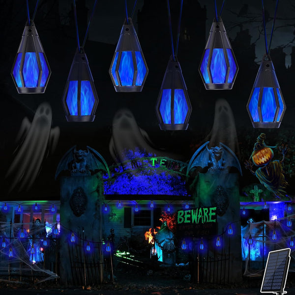 Solar String Lights for Outside, 33Ft Solar Patio Lights with 15 Flickering