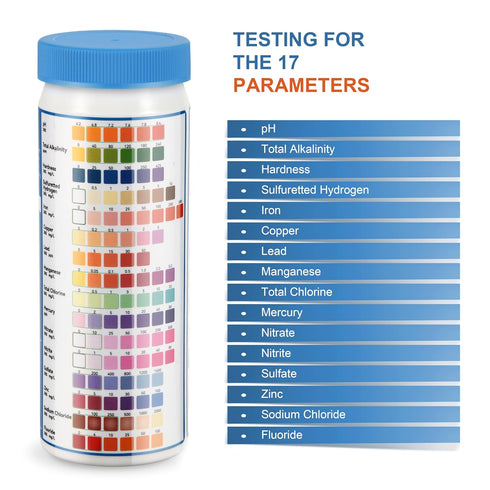 Complete Water Testing Kits for Drinking Water, 100 Strips + 2 Bacteria Tester Kits, 17 in 1 Testing Strips