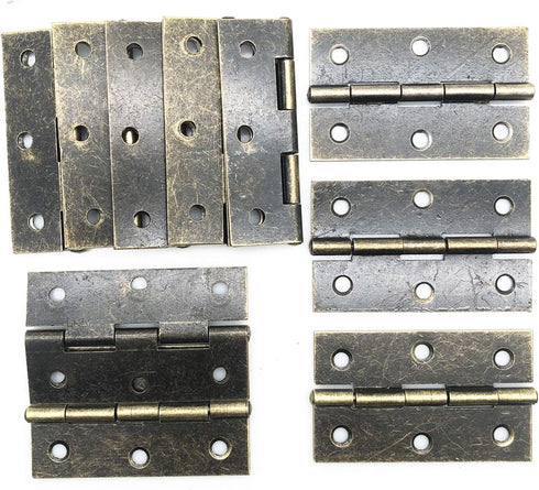 XMHF Cabinet Gate Closet Door Hinges 2.4"x1.5" Home Furniture Hardware Folding Butt Hinges Bronze Tone with Screws Pack