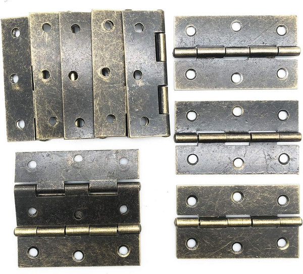 XMHF Cabinet Gate Closet Door Hinges 2.4"x1.5" Home Furniture Hardware Folding Butt Hinges Bronze Tone with Screws Pack