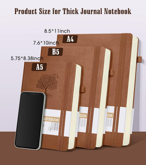 Lined Journal Notebook -365 Pages A5 Thick Journal for Writing Men Women, College Ruled Notebook, Hardcover Leather Journal, Daily Notebook for Work, Note Taking,100Gsm Paper ( 5.75'' X 8.38'' Brown) by Ansopu