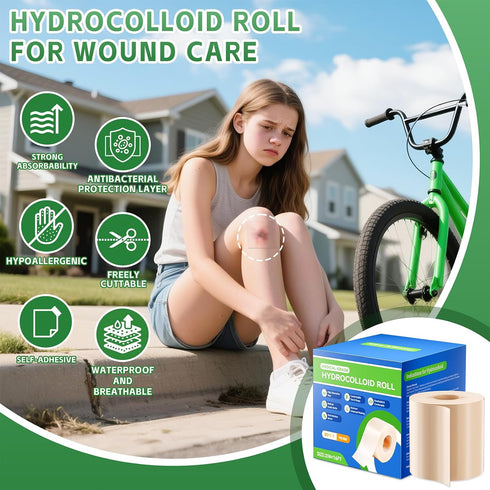 2in 16ft, Hydrocolloid Roll for Wound Care - x Medical-Grade Extra Large Hydrocolloid Patch Bandages