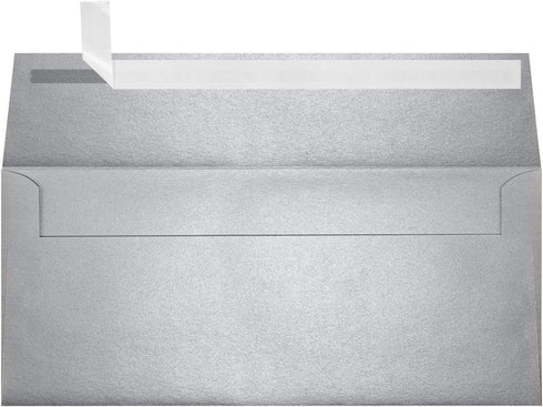 LUXPaper #9 Slimline Invitation Envelopes - Silver Metallic - 3 7/8" x 8 7/8" - 50 Qty, Peel & Press