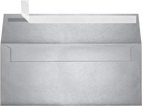 LUXPaper #9 Slimline Invitation Envelopes - Silver Metallic - 3 7/8" x 8 7/8" - 50 Qty, Peel & Press