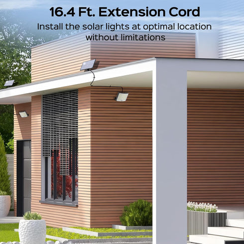 2800LM 16.4 3 1 Pack Adiding Solar Outdoor Lights, LED Flood Lights with Ft Cable, Remote Control Solar Motion Sensor