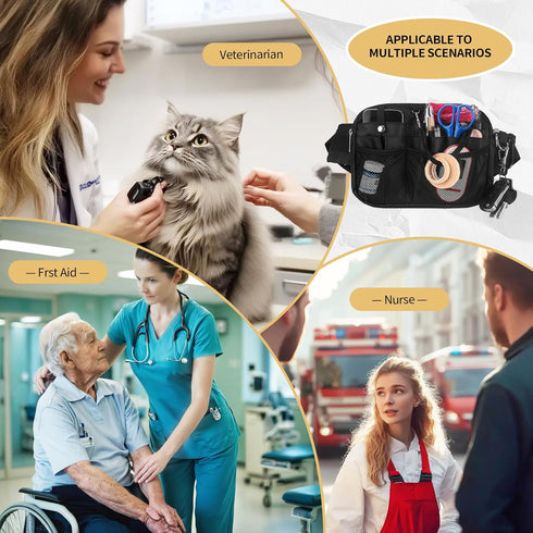 PTAHON Pack Pack Nurse Fanny with Stethoscope Holder - Medical Bag, Pocket Organizer, Utility for Work Tools, Vet Tech