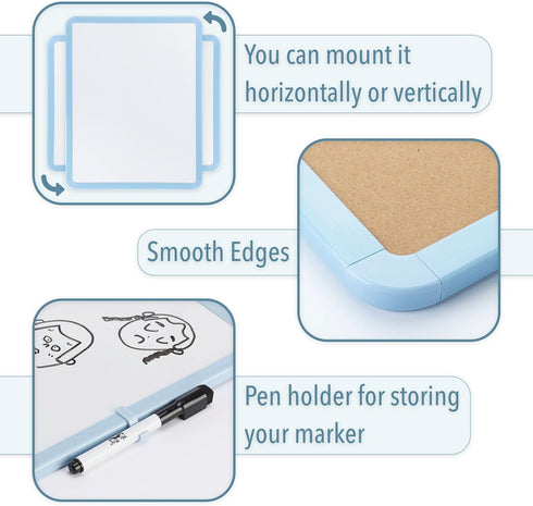 Mr. Pen Dry Erase Board, 14” x 11” Small White Board with Black Marker, Blue Frame for Kids and Students