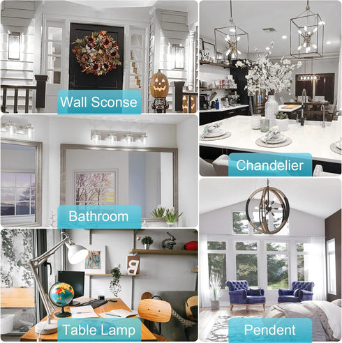 hansang T10 LED Bulb for Chandelier, E26 Base, 5000K Daylight, 40 Watt Equivalent, Dimmable, 6 Pack, 400LM