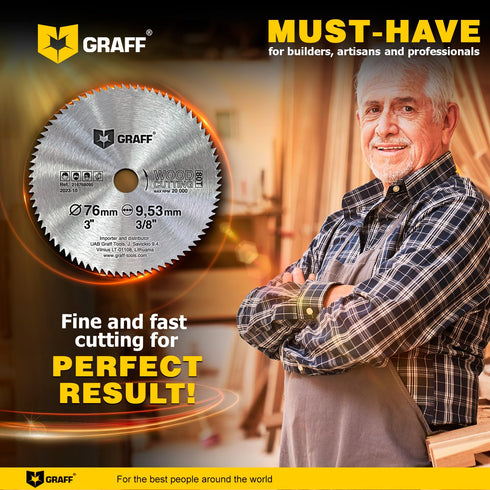 3 Inch Circular Saw Blade for Wood, 80T Cutting Disc with 3/8 Inch Arbor from GRAFF