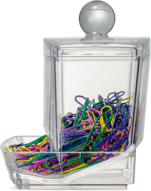 Officemate Clear Self-Dispensing Paper Clip Holder w/250 Assorted Color Paper Clips (93697)