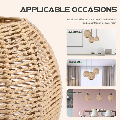 (15 15 cm) Wicker Lamp Shade for Hanging Lamp,Woven Pendant Lamp Shade Rattan Light Fixture Shade for Living Room