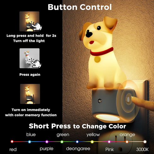 Kids,3D 3000K,Dog L LOHAS LED Night Light for Cute Puppy Night Lights,Schnauzer with Dusk to Dawn Sensor, RGB+Soft