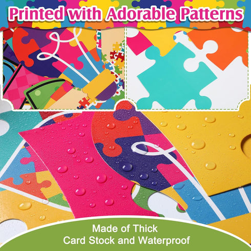 Pasimy 113 Pcs Welcome Bulletin Board Set, Puzzle Pieces Classroom Decorations with Border Trims and Cutouts